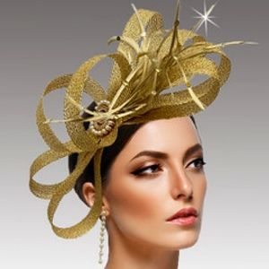 Exquisite Couture Ribbon Feather Fascinator Pearl Accent Derby Tea Brunc…